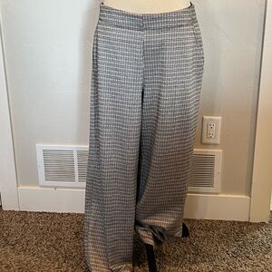 Black and beige Checkered Wide-Leg Pants